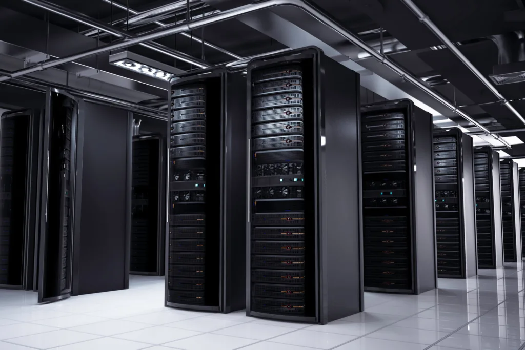 Network servers racks with light